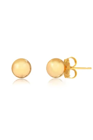 Brinco de bolinha lisa folheado em ouro 18k